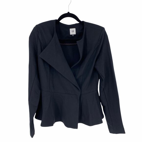 Cabi Women's Size 2 Agency Blazer Jacket Peplum Wide Lapel Stretch Black - Picture 1 of 6